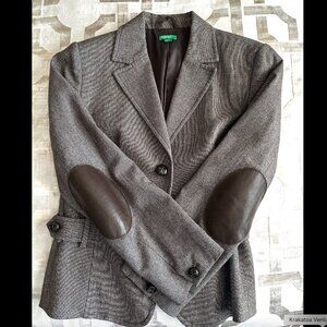 United Colors of Benetton Italian Made Women’s Tweed Jacket with Elbow Patches